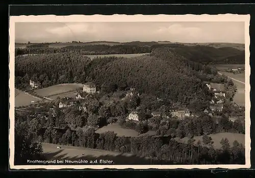 AK Knottengrund bei Neumühle /Elster, Gesamtansicht aus der Vogelschau