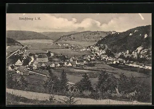 AK Strassberg /Harz, Gesamtansicht aus der Vogelschau