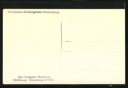 Foto-AK Güntersberge, Handwerker-Erholungsheim, Innenansicht