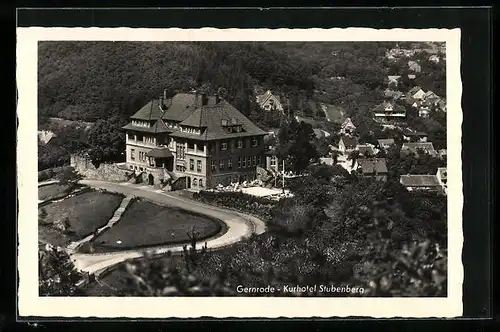 AK Gernrode, Kurhotel Stubenberg aus der Vogelschau