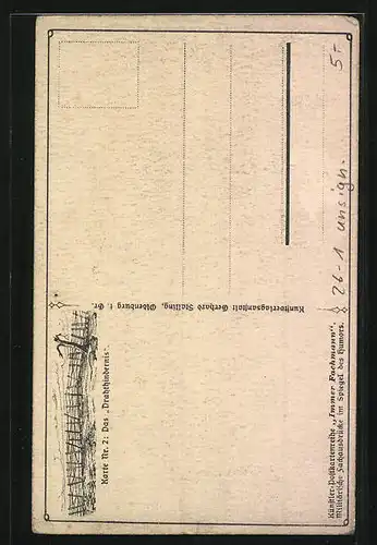 Künstler-AK Arthur Thiele unsign.: Das Drahthindernis