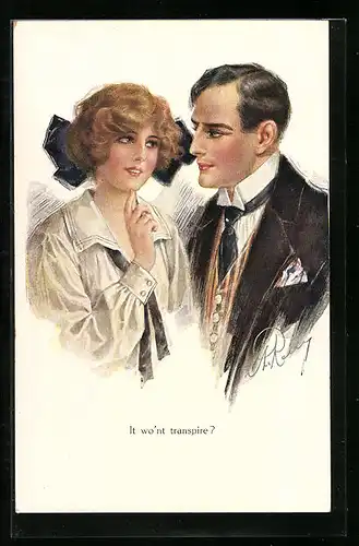 Künstler-AK A.Remy: Liebespaar teilt Geheimnisse