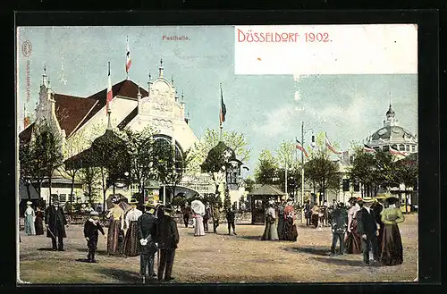 AK Düsseldorf, Ausstellung 1902, Partie an der Festhalle