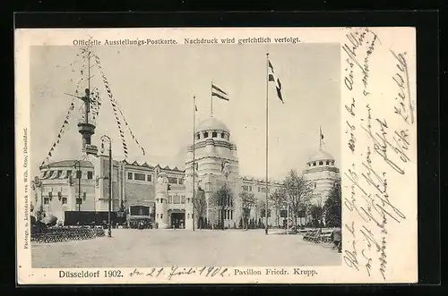 AK Düsseldorf, Gewerbe- und Industrie-Ausstellung 1902, Pavillon Friedr. Krupp