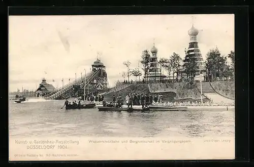 AK Düsseldorf, Gewerbe- und Industrie-Ausstellung 1904, Wasserrutschbahn