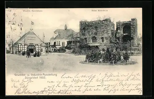 AK Düsseldorf, Gewerbe- und Industrie-Ausstellung 1902, Ruine Rüdesheim