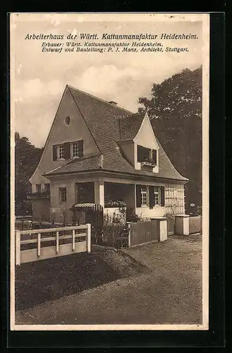 AK Stuttgart, Bauausstellung 1908, Arbeiterhaus der Württ. Kattunmanufaktur Heidenheim