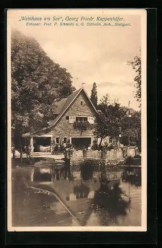 AK Stuttgart, Bauausstellung 1908, Weinhaus am See