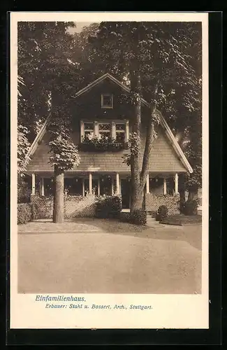 AK Stuttgart, Bauausstellung 1908, Einfamilienhaus
