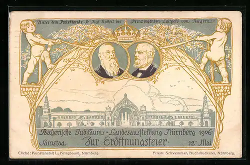 Künstler-AK Nürnberg, Bayer. Jubiläums-Landes-Ausstellung 1906, Eröffnungsfeier am 12. Mai
