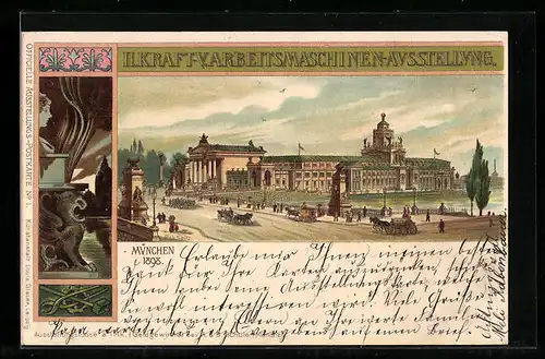 Lithographie München, Kraft- und Arbeitsmaschinen-Ausstellung 1898, Ausstellungspalast