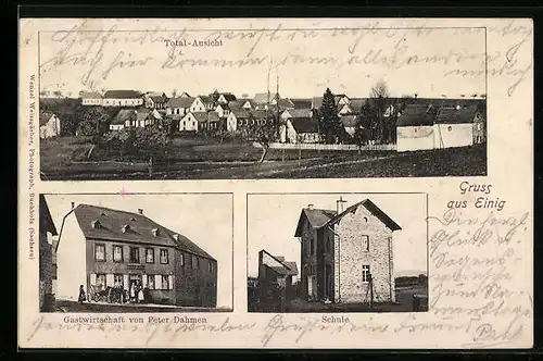AK Einig, Gastwirtschaft von Peter Dahmen, Schule, Schulhaus, Panorama
