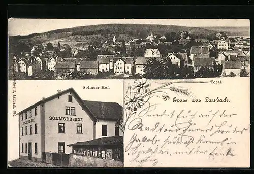 AK Laubach, Gasthaus Solmser-Hof, Panorama