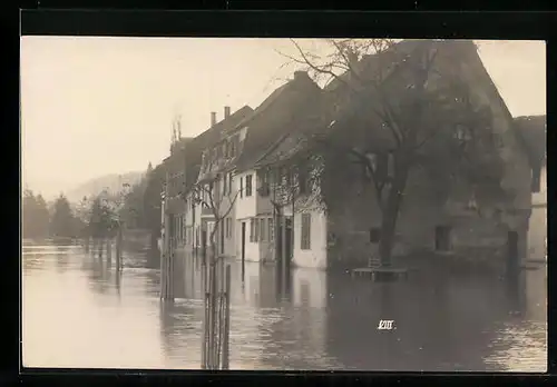 Foto-AK Boppard, Hochwasser - Flutkatastrophe, Strassenzug unter Wasser