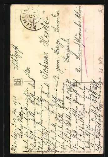 Künstler-AK Pfeifer-Fried: Bauer mit Sense, Pfingstgruss