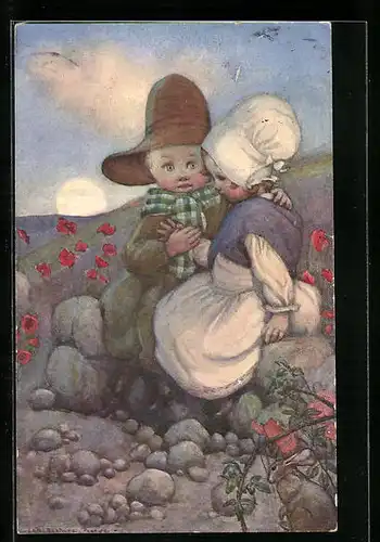 Künstler-AK Susan Beatrice Pearse: Händchen haltendes kleines Paar