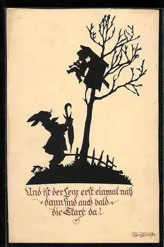 Künstler-AK Georg Plischke: Und ist der Frühling erst einmal nah..., Schattenbild