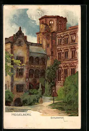 Künstler-AK Karl Mutter: Heidelberg, Der Schlosshof