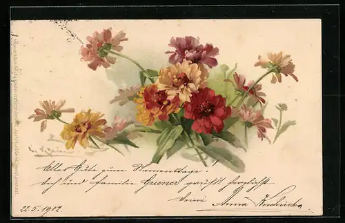 Künstler-AK Catharina Klein: Blumen in Orange- und Rottönen