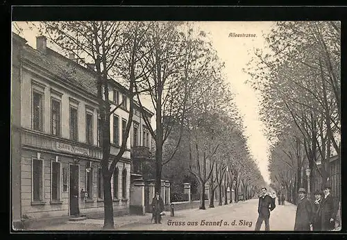 AK Hennef a. d. Sieg, Alleestrasse mit Hotel-Restauration