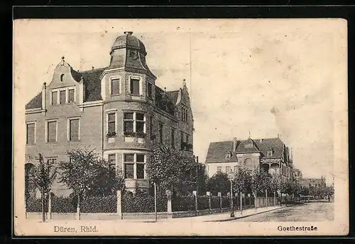 AK Düren, Goethestrasse mit Häuseransicht