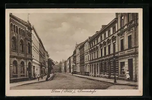 AK Düren, Bonnerstrasse mit Colonialwaren Handlung