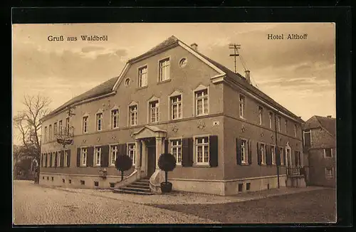 AK Waldbröl, Hotel Althoff mit Strasse