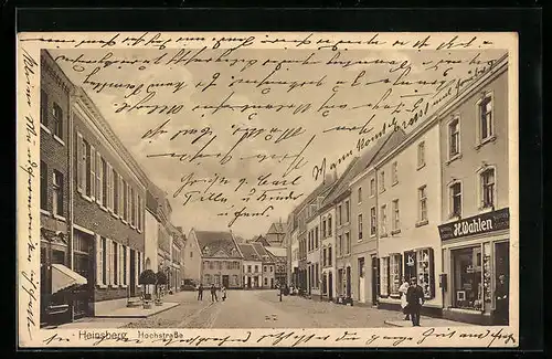 AK Heinsberg, Hochstrasse mit Geschäft H. Wahlen