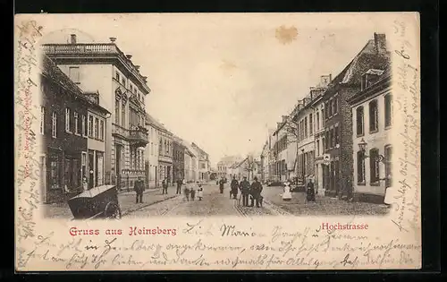 AK Heinsberg, Hochstrasse mit Passanten