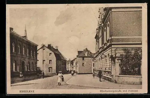 AK Erkelenz, Hindenburgstrasse und Postamt