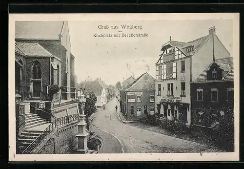 AK Wegberg, Kirchplatz mit Beeckerstrasse