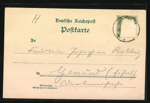 Lithographie Heimbach, Ortspartie mit Kirche