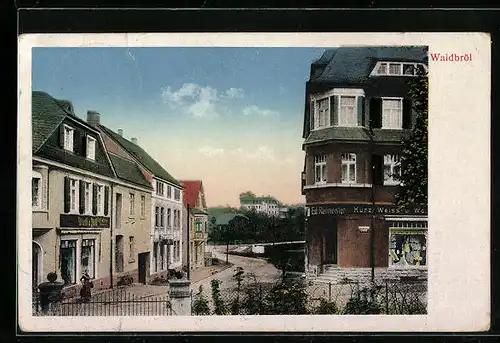 AK Waldbröl, Strassenpartie mit Geschäft von Ed Reilmeister