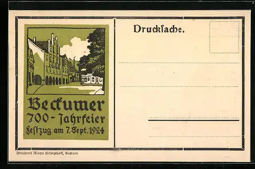 AK Beckum, Einladung & Festpostkarte Beckumer 700-Jahrfeier, Festzug am 7. Sept. 1924