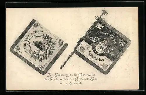 AK Ense, Fahnenweihe des Kriegervereins des Kirchspiels Ense, 14. Juni 1908