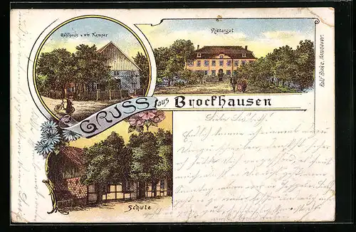 AK Brockhausen, Gasthaus Rittergut, Schule