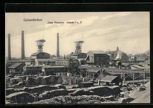 AK Gelsenkirchen, Zeche Rheinelbe, Schacht I u. II