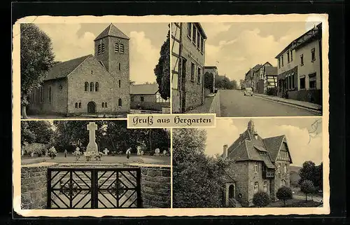 AK Hergarten /Eifel, Gasthof und Kaufhaus Jos. Kühl, Kirche