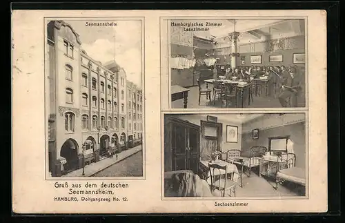 AK Hamburg, Deutsches Seemannsheim, Wolfgangsweg 12, Sachsenzimmer