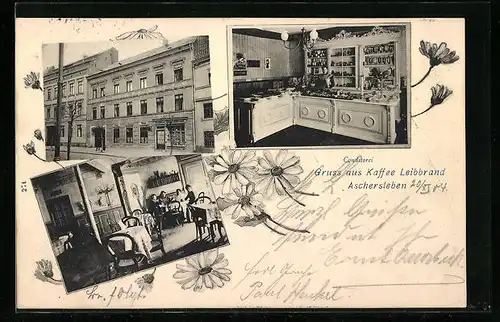 AK Aschersleben, Konditorei-Cafe Leibbrand, Innenansichten
