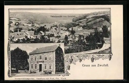 AK Zweifall, Totalansicht, Gasthaus zur Post