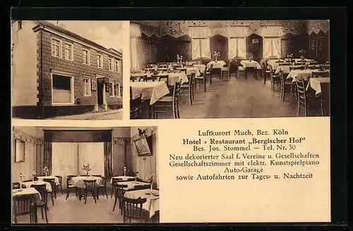 AK Much /Bez. Köln, Hotel-Restaurant Bergischer Hof, Jos. Stommel