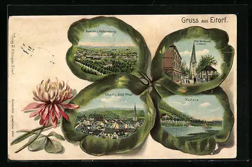 Passepartout-Lithographie Eitorf, Ortsansicht vom Keltersberg, Ortsansicht Kelters