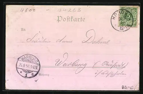 Lithographie Hörde, Ortspanorama, Amtsgericht, Kreishaus, Wappen