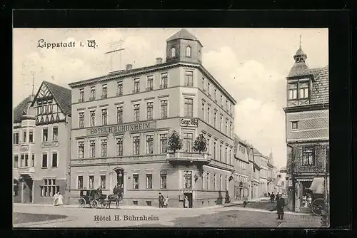 AK Lippstadt i. W., Strassenpartie mit Hotel H. Bührnheim