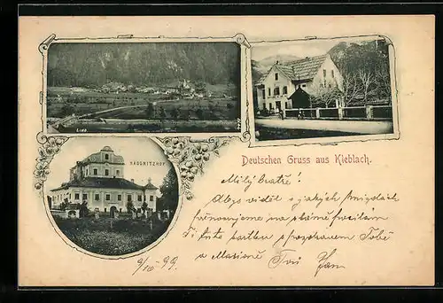 AK Kleblach, Ortsansicht mit Raggnitzhof