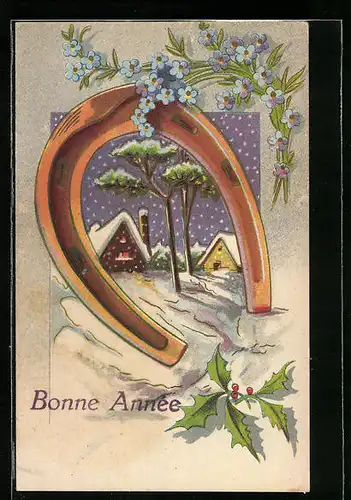 AK Hufeisen in verschneiter Landschaft