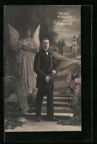 AK Glückwunsch zur Konfirmation, Schutzengel