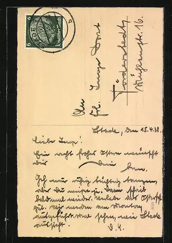 AK Mädchen mit zwei Osterhasen