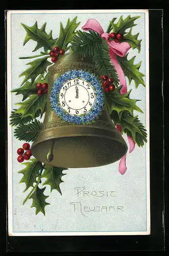 AK Glocke läutet zu Mitternacht, Neujahr